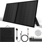 Portable 100 Watt 12V Foldable Solar Panel with Adjustable Kickstands and Waterproof IP65 Design for Power Station, Travel, Outdoor Camping, RVs, and Off-Grid Applications